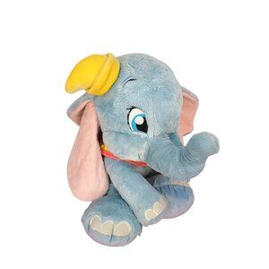 Disney Dumbo Elephant Plush Toy 20" Blue & Pink Stuffed Animal With‎ Yellow Hat